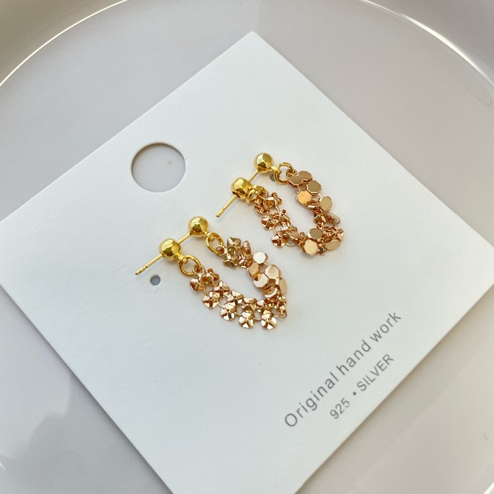 14K Gold-Plated Minimalist Chain Drop Earrings | Elegant and Lightweight with 92